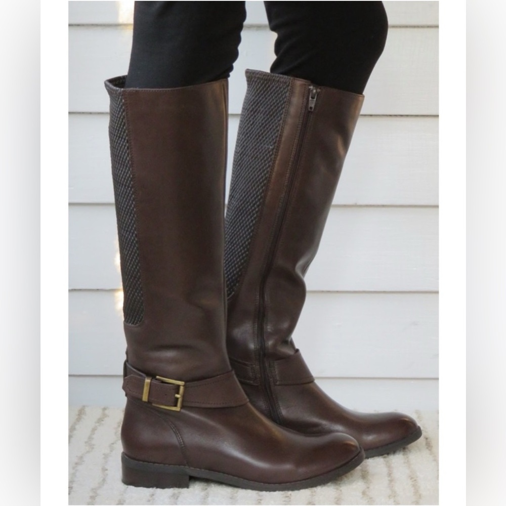 Clarks Pita Dakota Knee High Leather Brown Tall  Boots Size 7